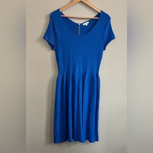 Shoshanna royal blue fit n flare knit sweater midi dress size medium
